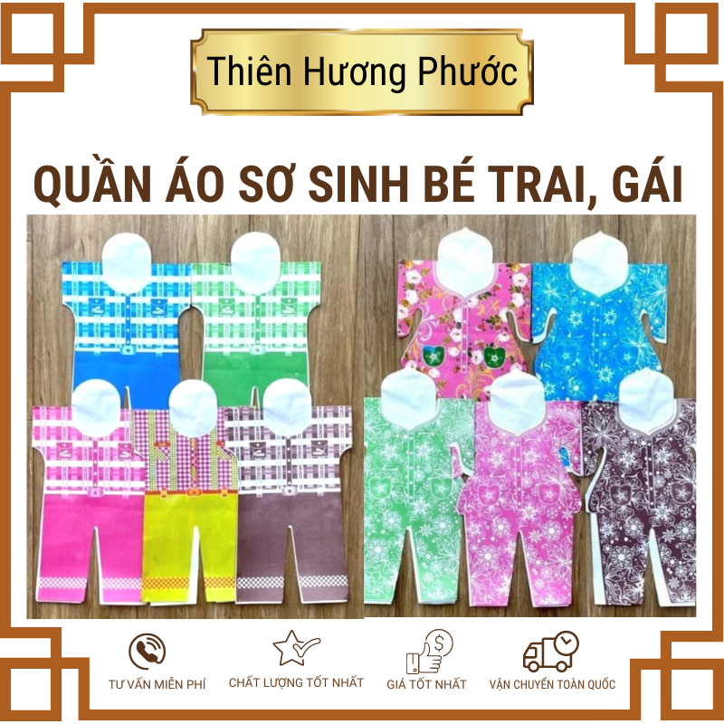 Quần áo sơ sinh bé trai, gái giấy cúng 2022